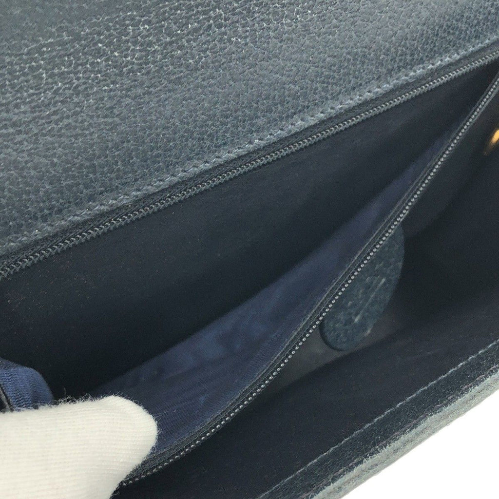 Gucci Vintage Bamboo Handle Leather Bag Blue — view 7