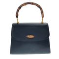 Gucci Vintage Bamboo Handle Leather Bag Blue