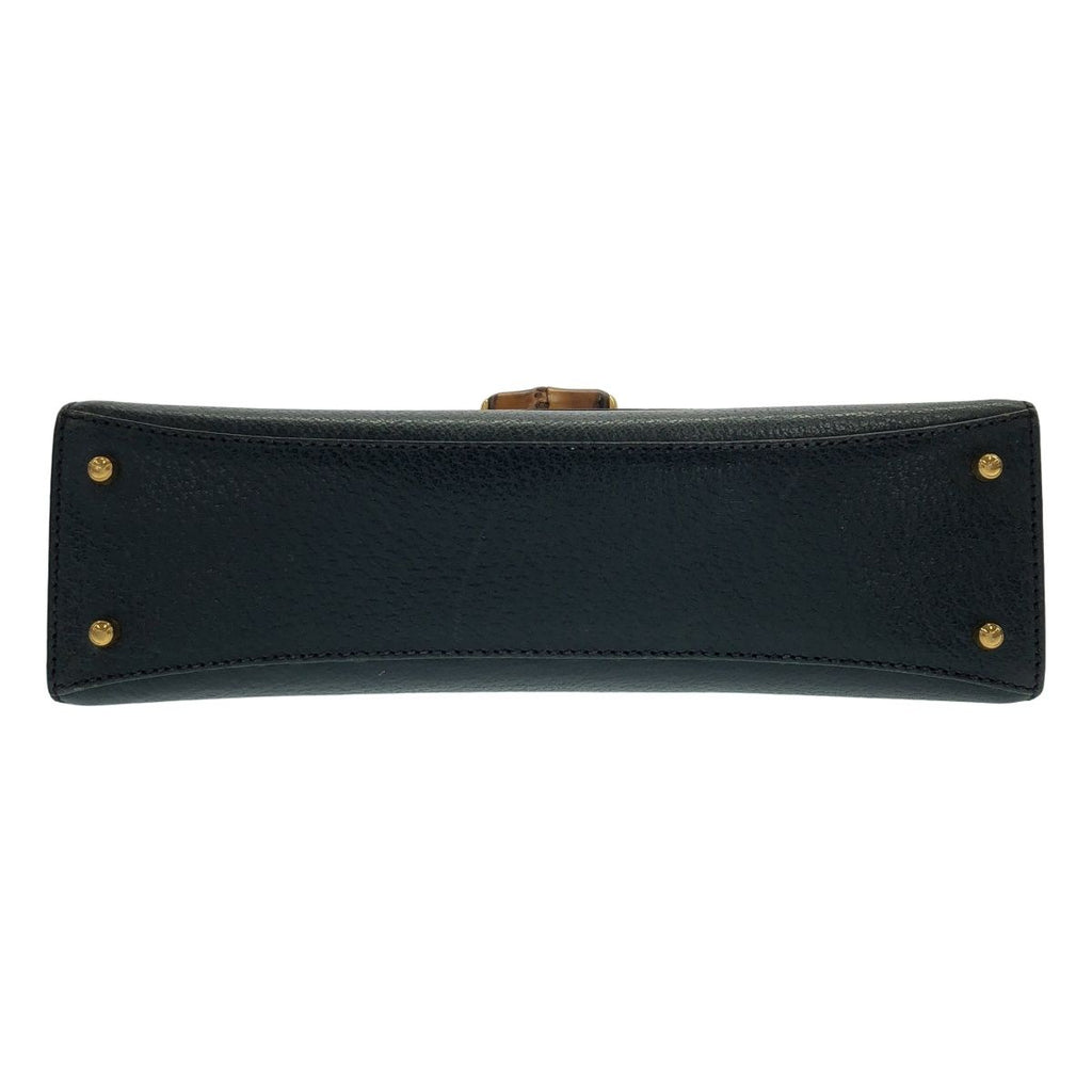 Gucci Vintage Bamboo Handle Leather Bag Blue — view 4