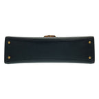 Gucci Vintage Bamboo Handle Leather Bag Blue — view 4