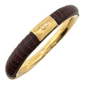 Gucci GG Logo Leather Brown Red Bracelet Gold