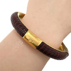 Gucci GG Logo Leather Brown Red Bracelet Gold — view 4