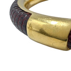 Gucci GG Logo Leather Brown Red Bracelet Gold — view 6