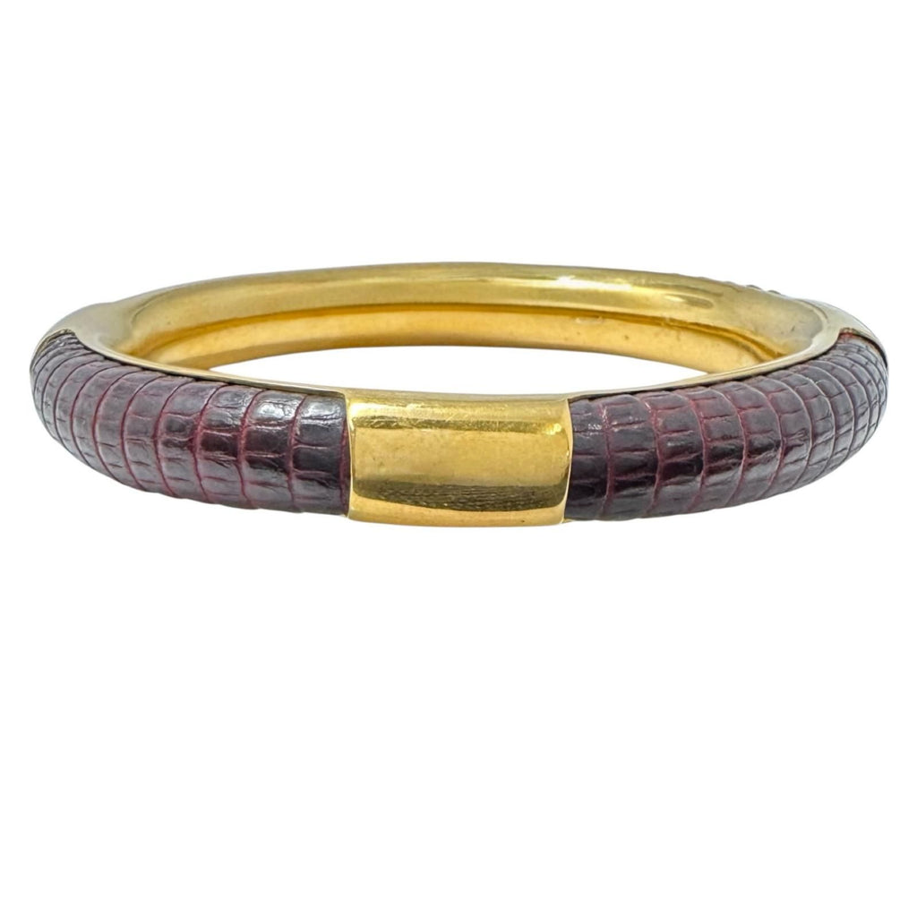 Gucci GG Logo Leather Brown Red Bracelet Gold — view 3