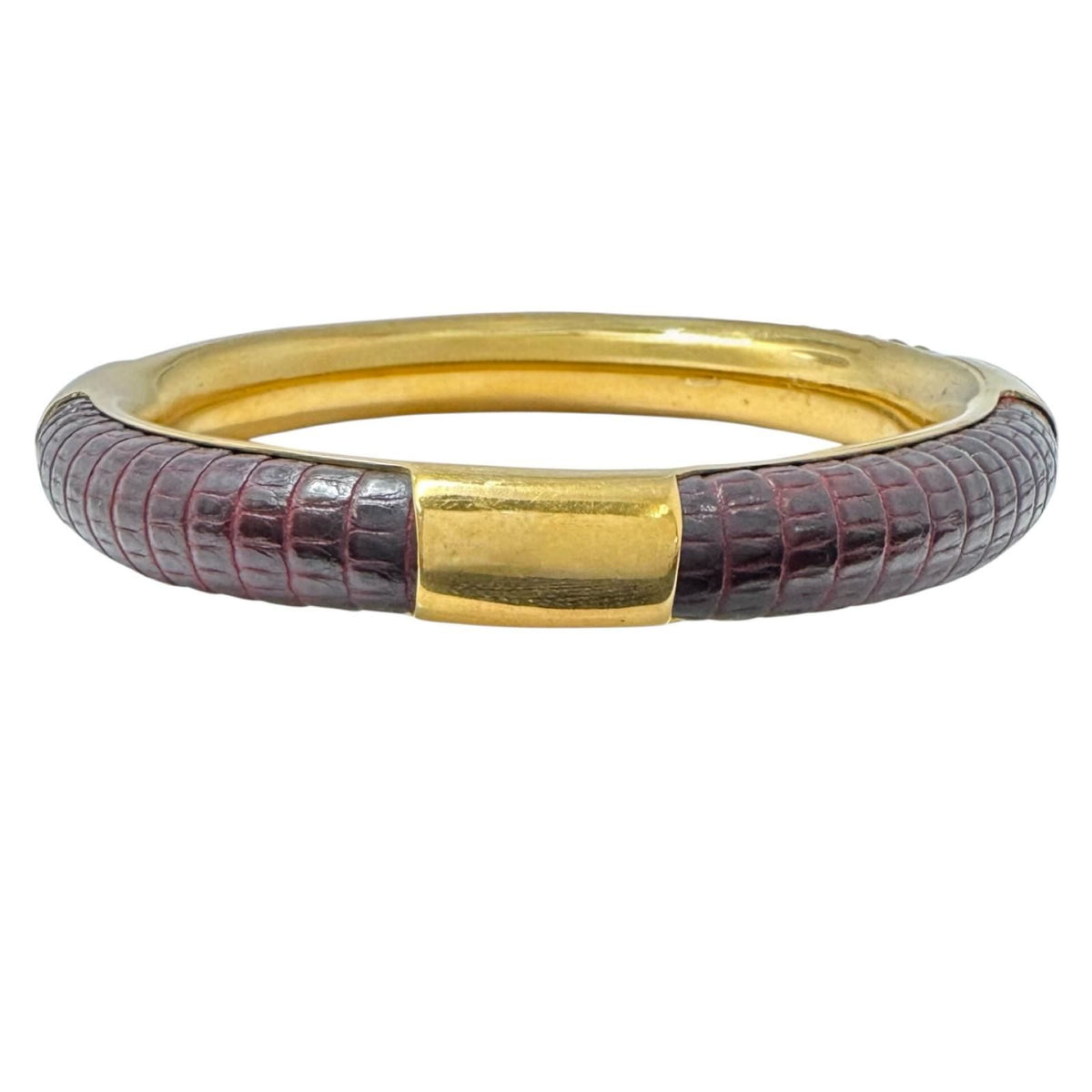 Gucci GG Logo Leather Brown Red Bracelet Gold — view 3