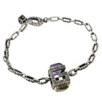 Gucci Square G-cube 925 Sterling Silver Yellow Purple Bracelet
