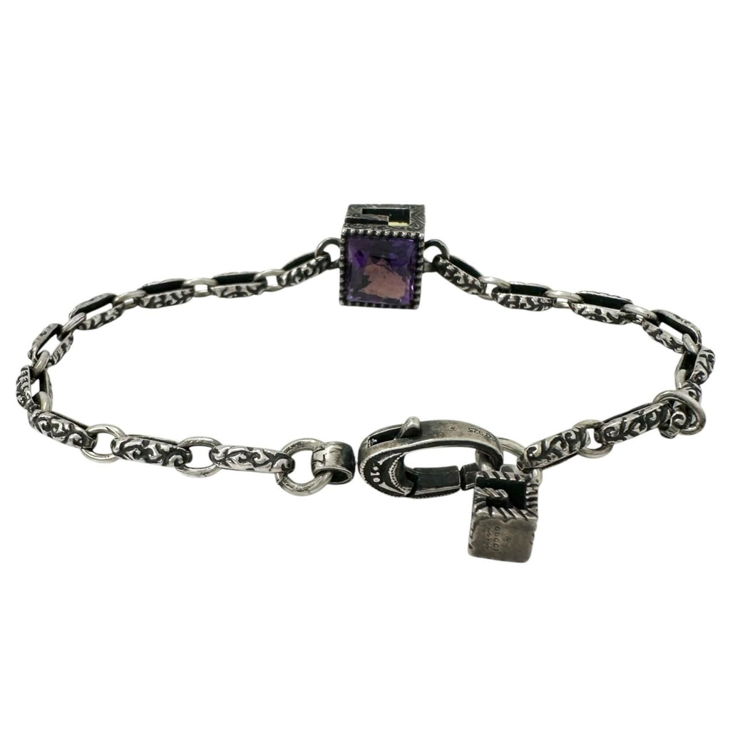 Gucci Square G-cube 925 Sterling Silver Yellow Purple Bracelet — view 3