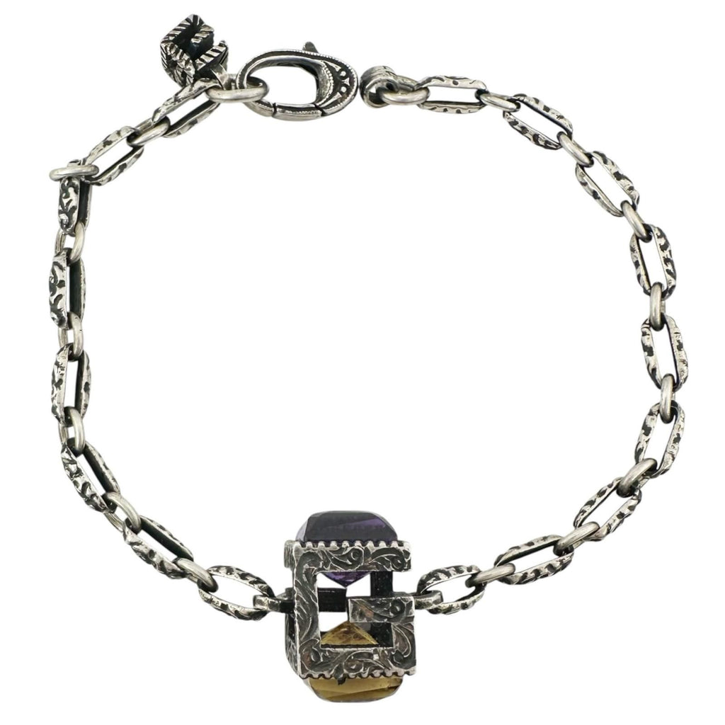 Gucci Square G-cube 925 Sterling Silver Yellow Purple Bracelet — view 2