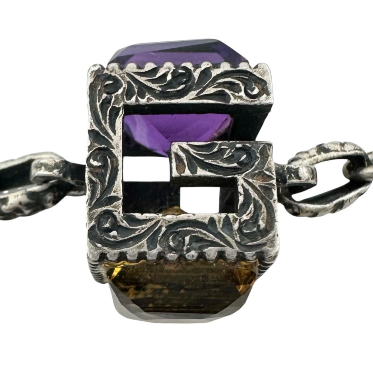 Gucci Square G-cube 925 Sterling Silver Yellow Purple Bracelet — view 6