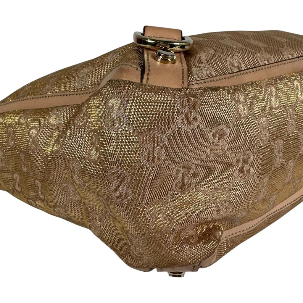 Gucci Abbey Canvas Gold Pink Beige Tote Bag — view 6