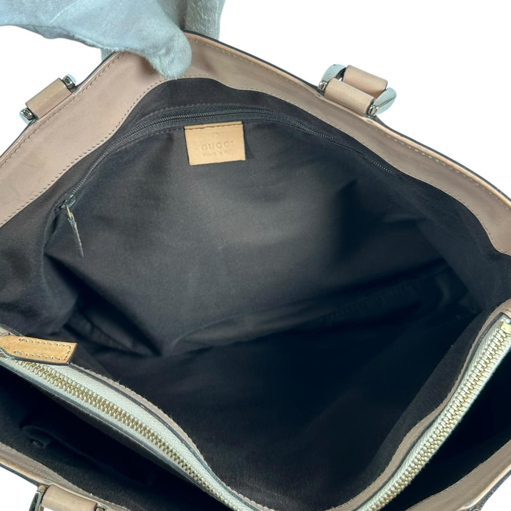 Gucci Abbey Canvas Gold Pink Beige Tote Bag — view 8
