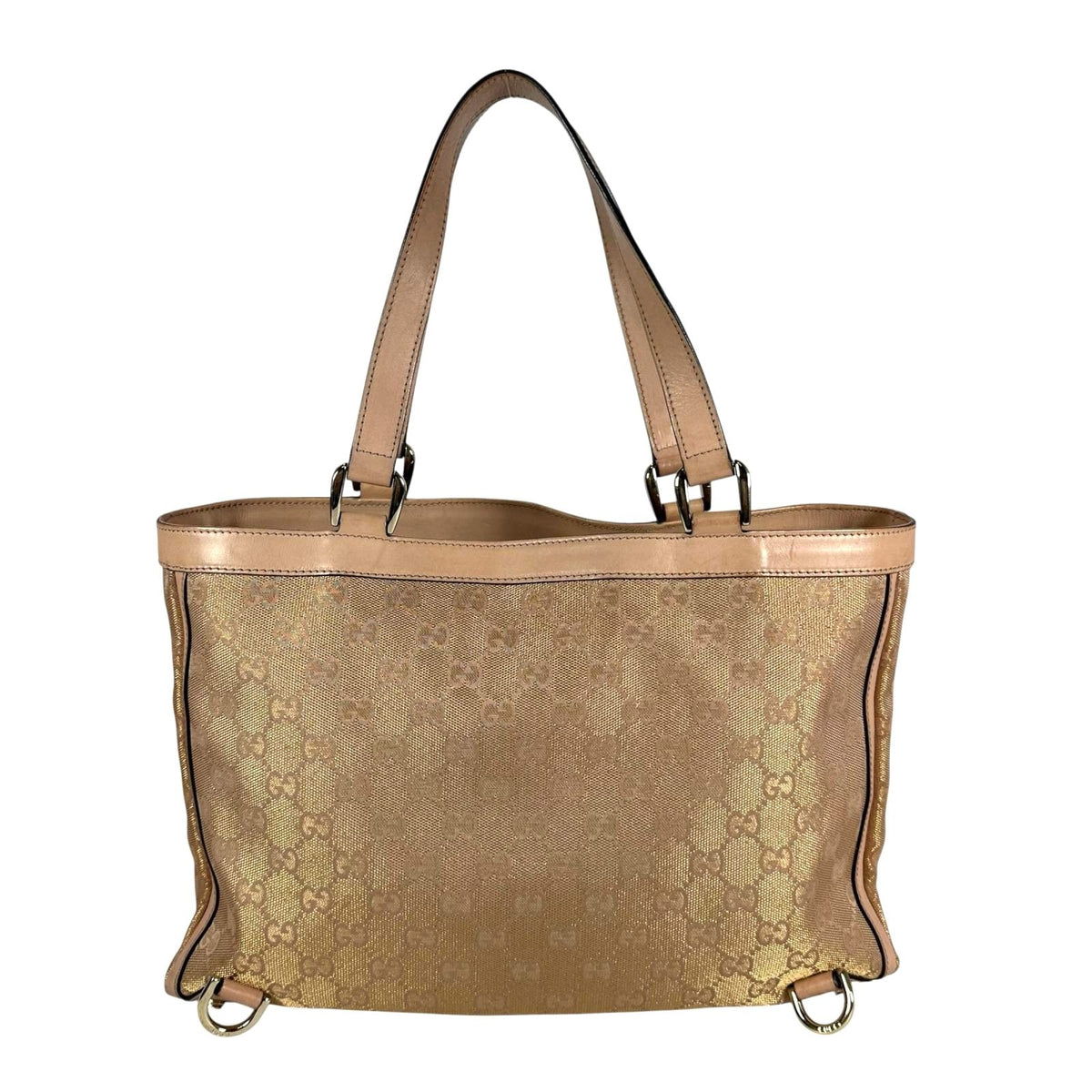 Gucci Abbey Canvas Gold Pink Beige Tote Bag — view 3