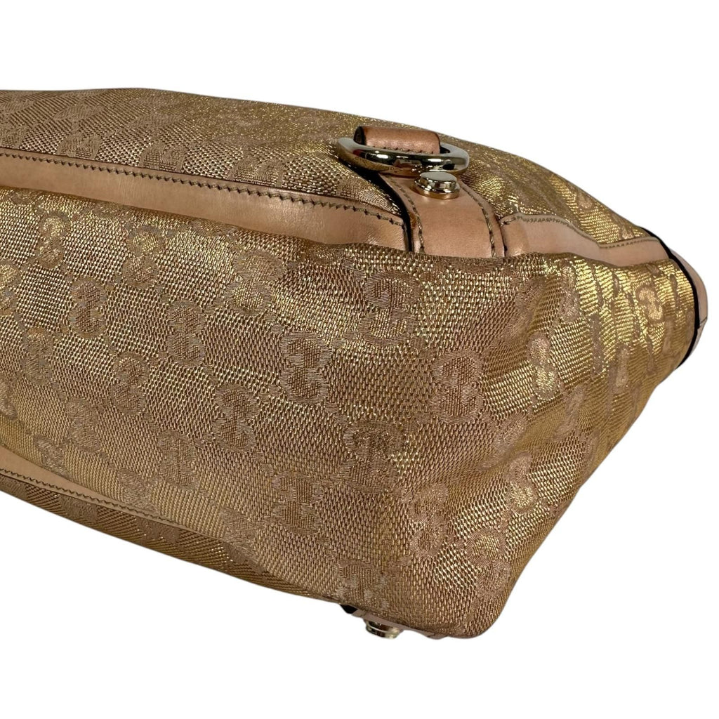 Gucci Abbey Canvas Gold Pink Beige Tote Bag — view 5