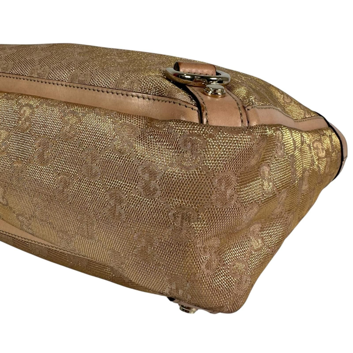 Gucci Abbey Canvas Gold Pink Beige Tote Bag — view 5