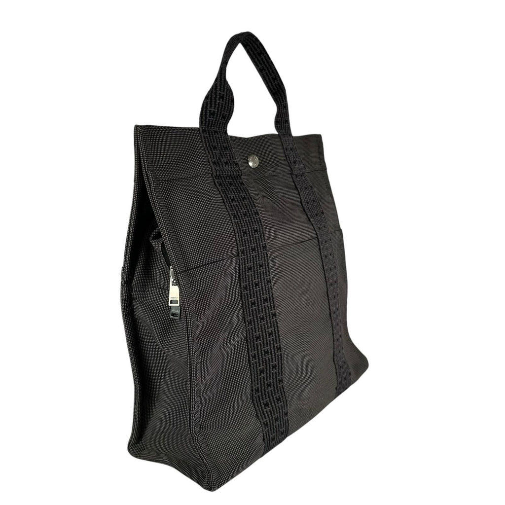 Hermes Herline a Dos MM Canvas Gray Backpack Silver — view 3