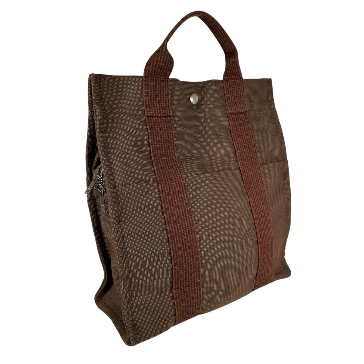 Hermes Herline a Dos MM Canvas Brown Backpack Silver — view 2
