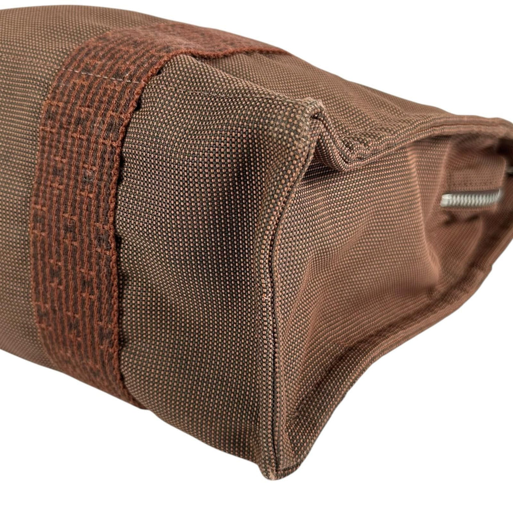 Hermes Herline a Dos MM Canvas Brown Backpack Silver — view 5