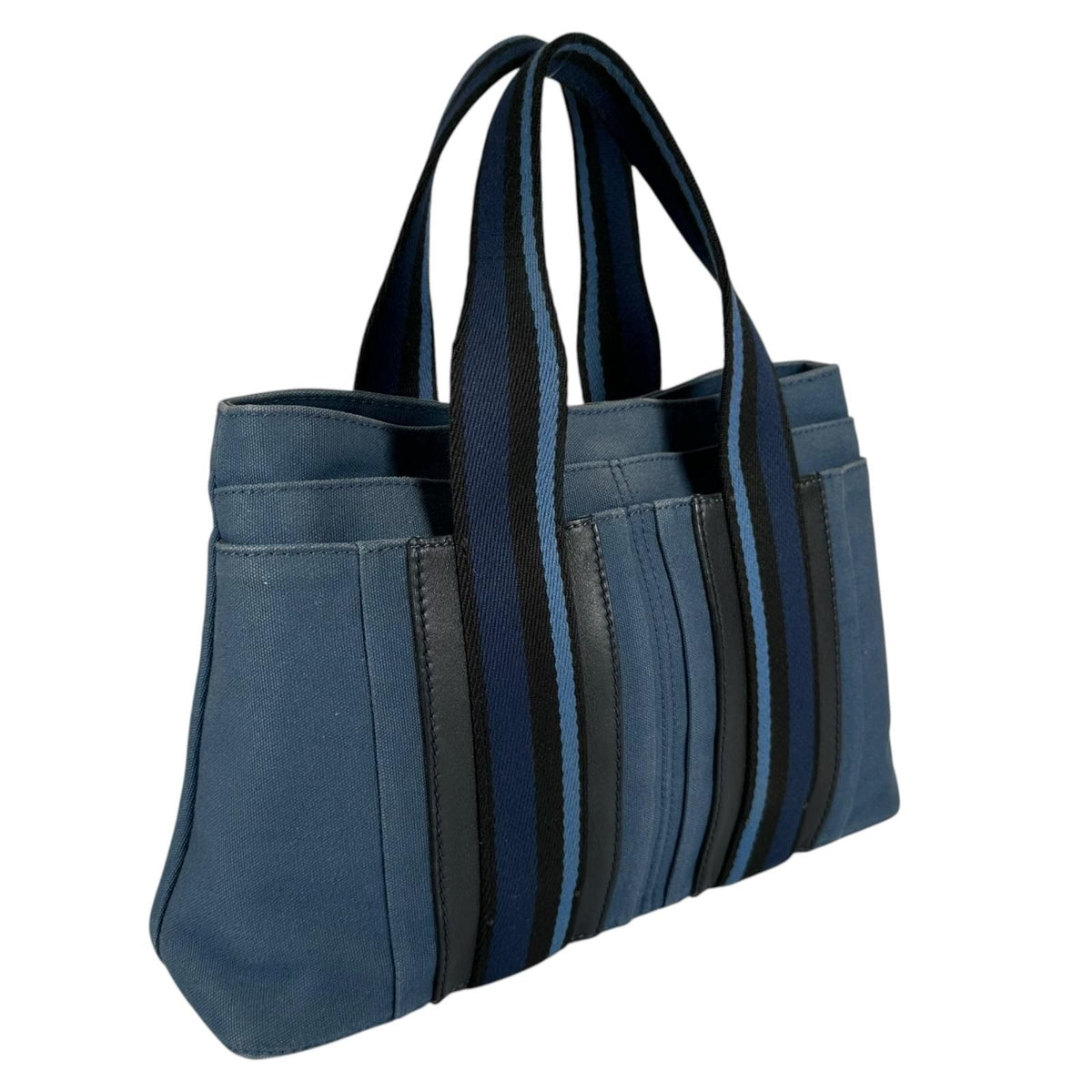 Hermes Troca Horizontal PM Canvas Black Blue Handbag Silver — view 2
