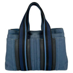 Hermes Troca Horizontal PM Canvas Black Blue Handbag Silver