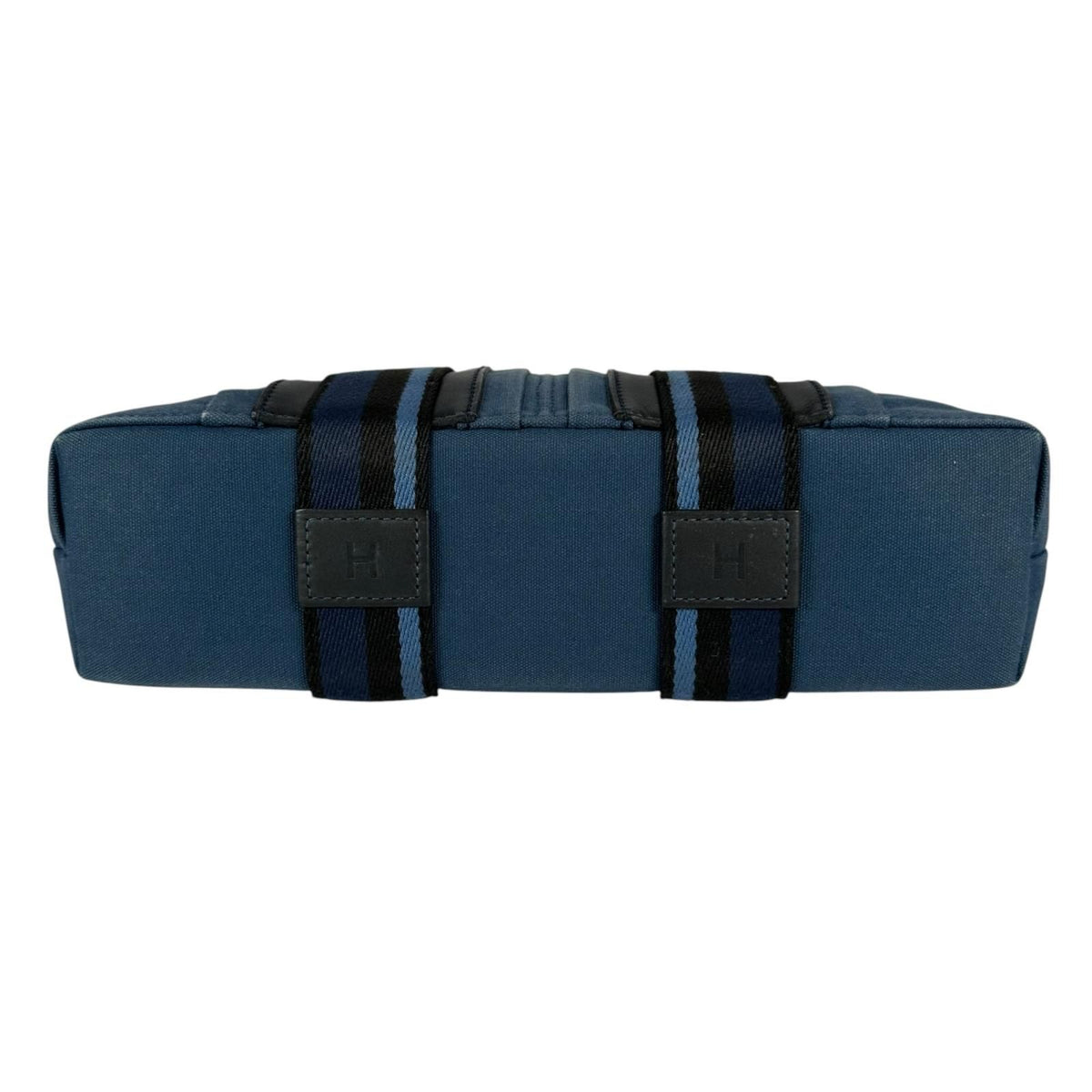 Hermes Troca Horizontal PM Canvas Black Blue Handbag Silver — view 4