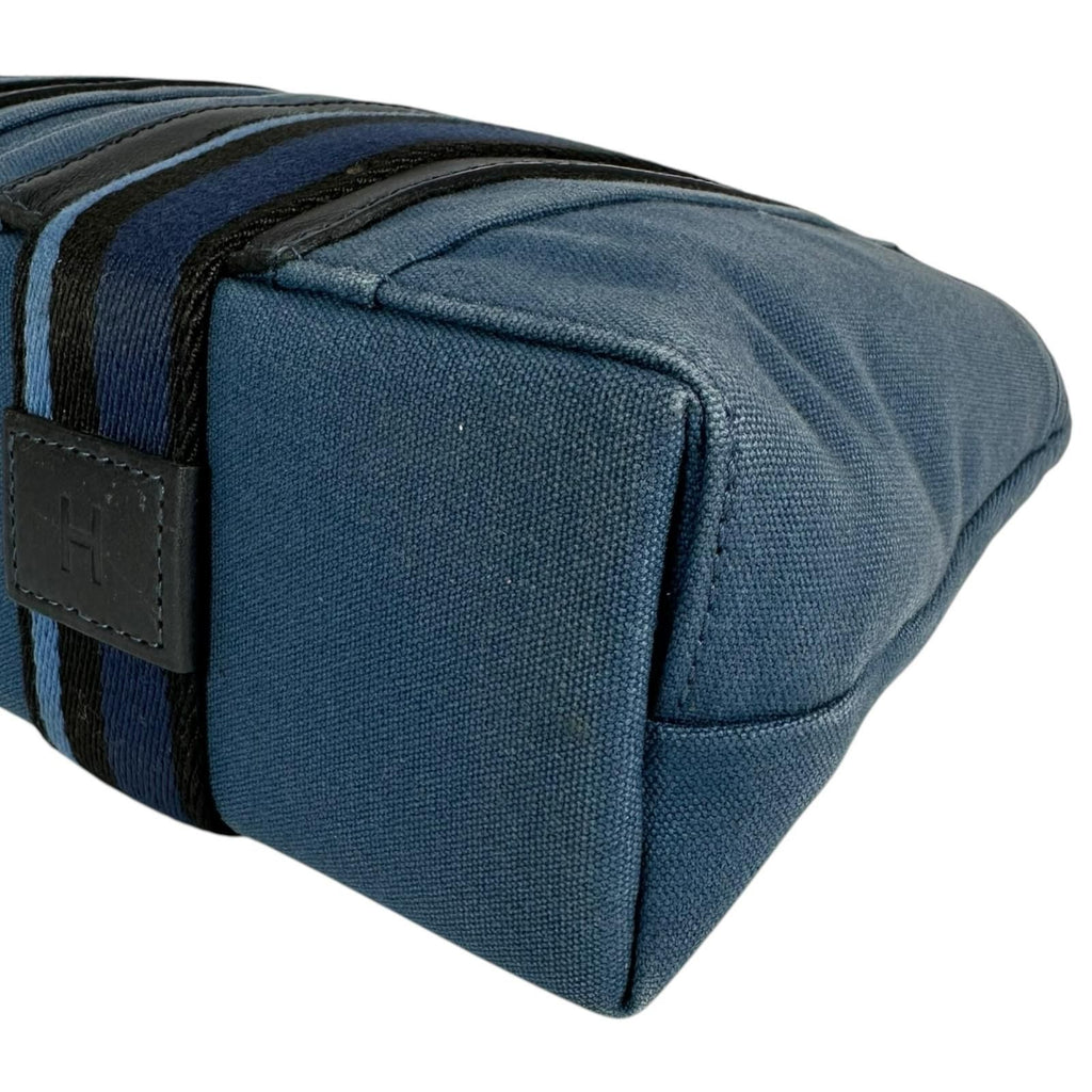 Hermes Troca Horizontal PM Canvas Black Blue Handbag Silver — view 5