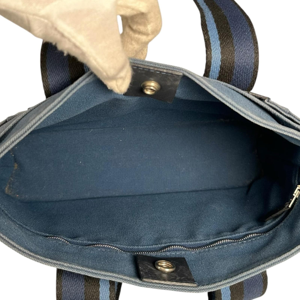 Hermes Troca Horizontal PM Canvas Black Blue Handbag Silver — view 7