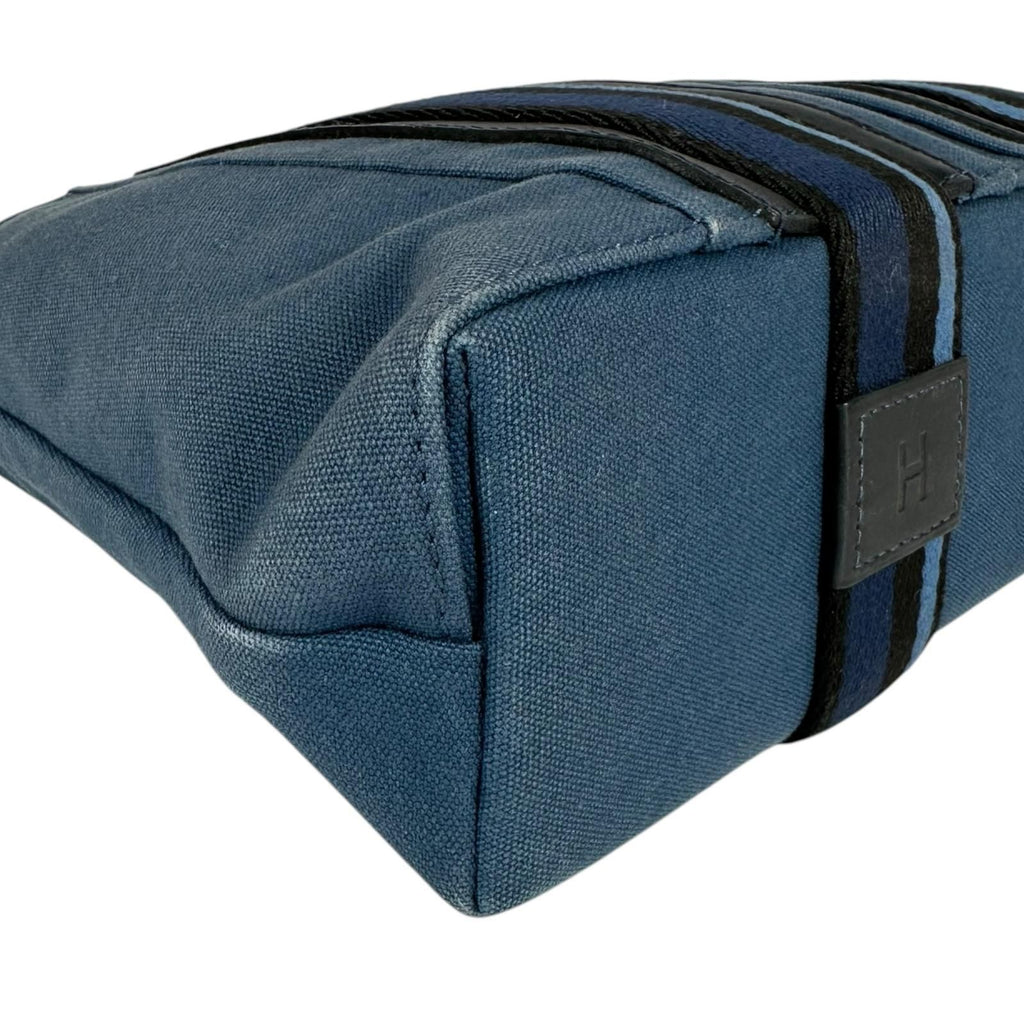 Hermes Troca Horizontal PM Canvas Black Blue Handbag Silver — view 6
