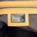 Fendi Zucchino Leather Canvas Brown Beige Handbag Black — view 4