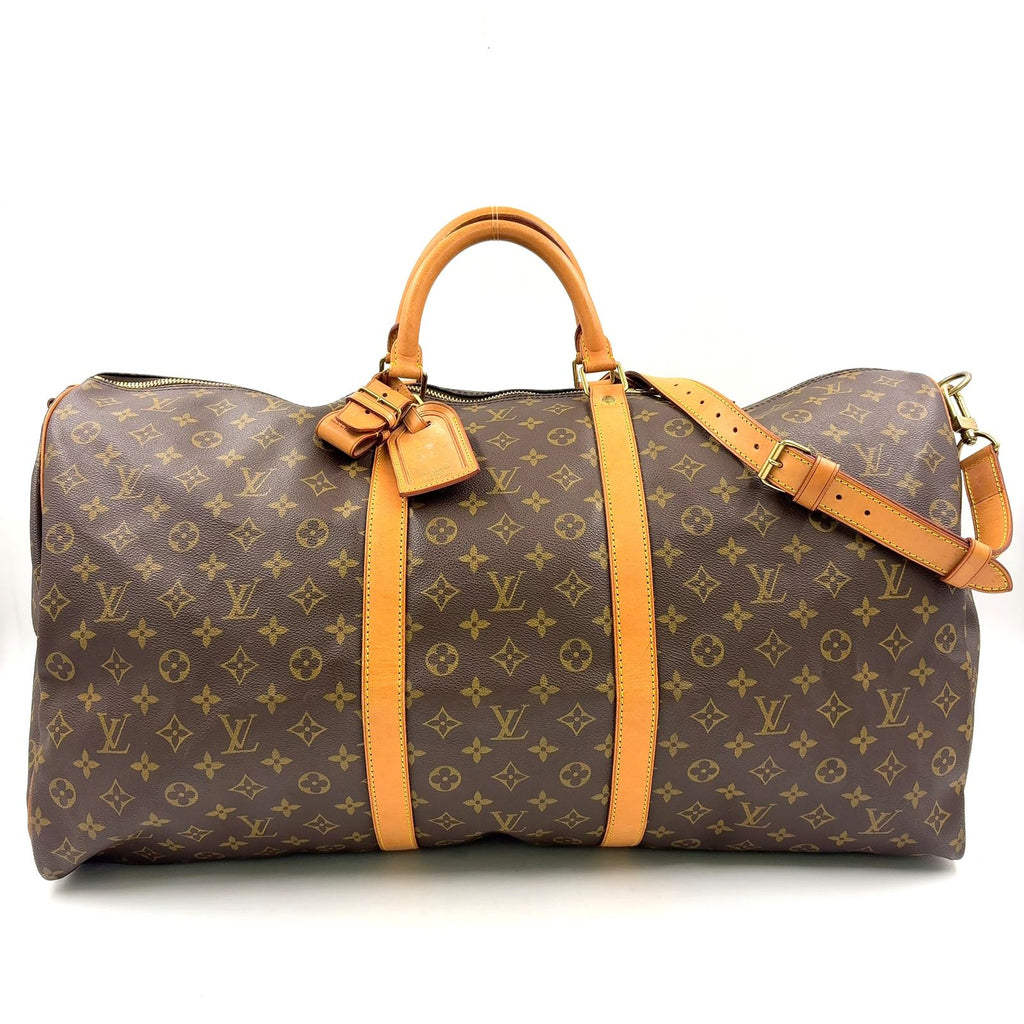 Louis Vuitton Keepall Bandouliere 60 Monogram Leather Brown Boston Bag Gold