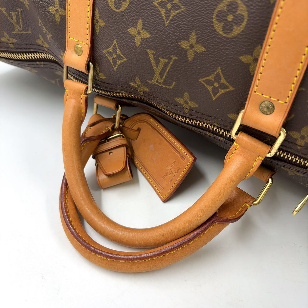 Louis Vuitton Keepall Bandouliere 60 Monogram Leather Brown Boston Bag Gold — view 6
