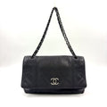 Chanel Diamond Stitch Lambskin Black Chain Shoulder Bag Silver
