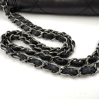 Chanel Diamond Stitch Lambskin Black Chain Shoulder Bag Silver — view 7