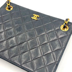 Chanel Quilted CC Logo Tote Lambskin Black Bordeaux Shoulder Bag Gold — view 8