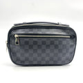 Louis Vuitton Ambler Damier Graphite Leather Canvas Black Belt Bag Silver