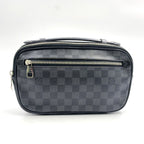 Louis Vuitton Ambler Damier Graphite Leather Canvas Black Belt Bag Silver