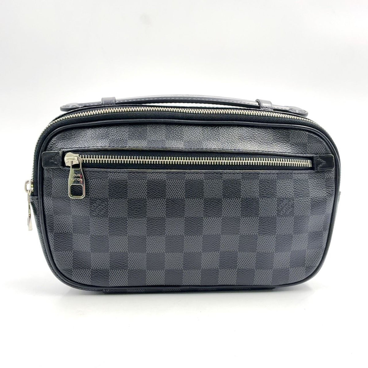 Louis Vuitton Ambler Damier Graphite Leather Canvas Black Belt Bag Silver