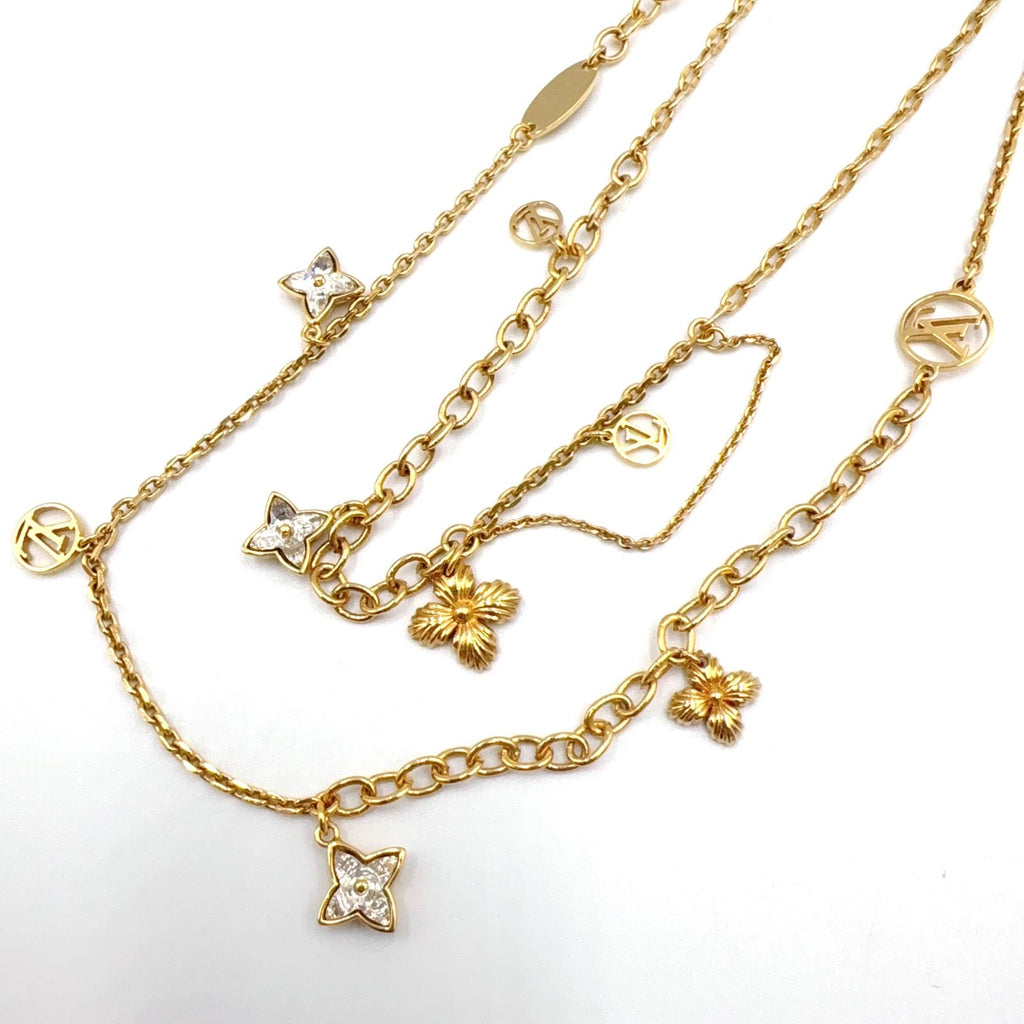 Louis Vuitton Collier Blooming Strass Rhinestone Gold Necklace