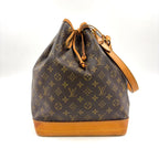 Louis Vuitton Noe Monogram Leather Brown Shoulder Bag Gold