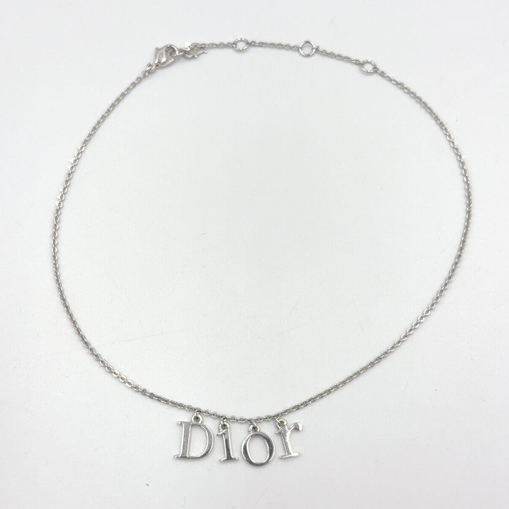 Dior Logo Metal Silver Necklace — view 3