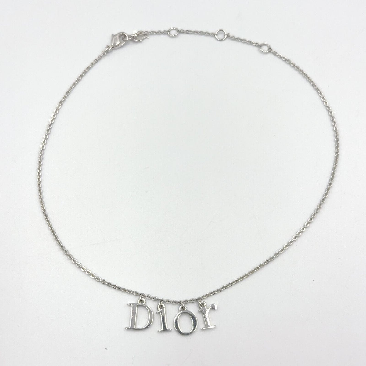 Dior Logo Metal Silver Necklace — view 3