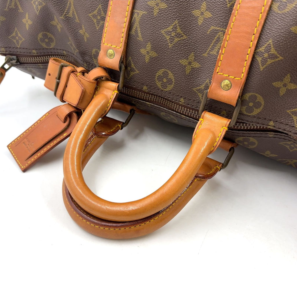 Louis Vuitton Keepall 45 Monogram Leather Brown Boston Bag Gold — view 5