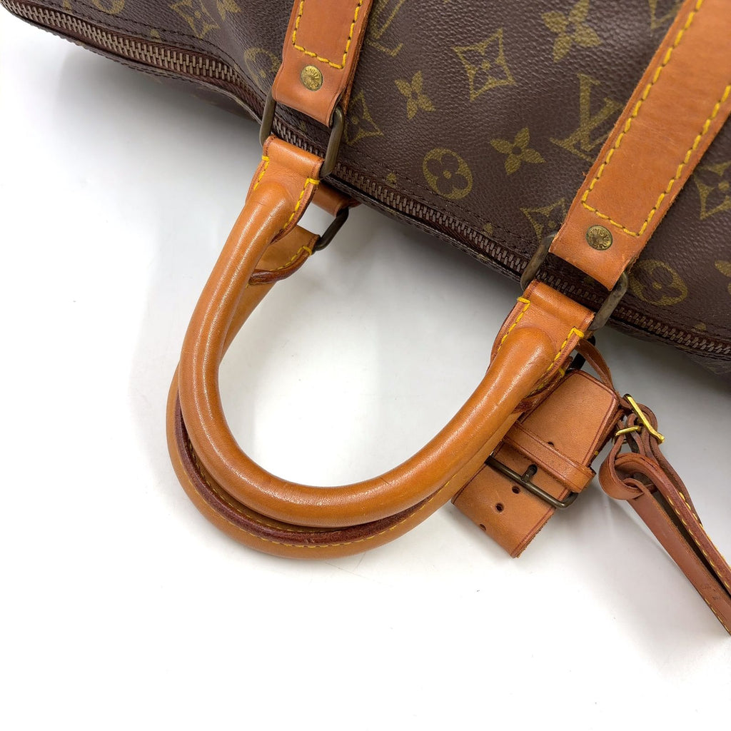 Louis Vuitton Keepall 45 Monogram Leather Brown Boston Bag Gold — view 6