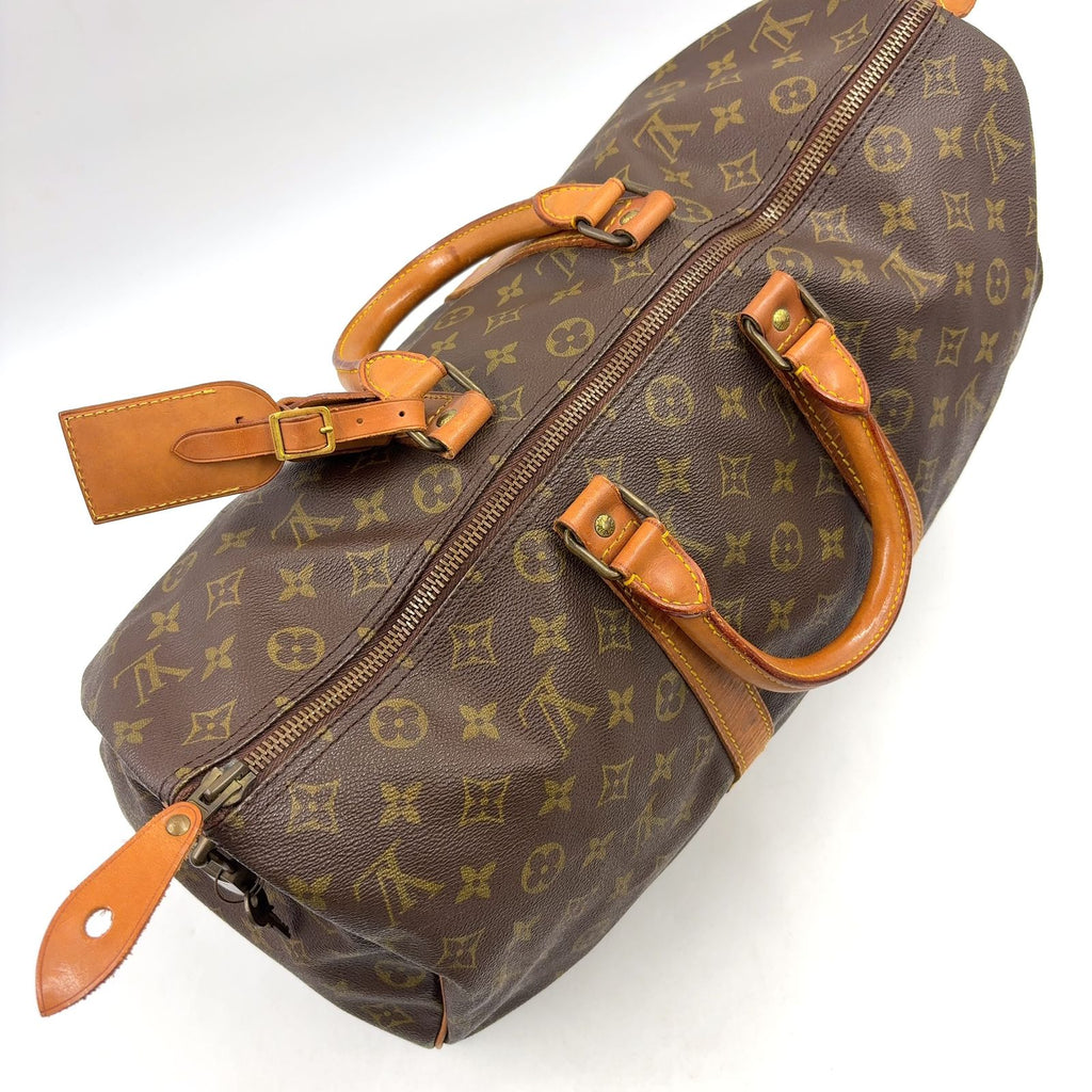 Louis Vuitton Keepall 45 Monogram Leather Brown Boston Bag Gold — view 7