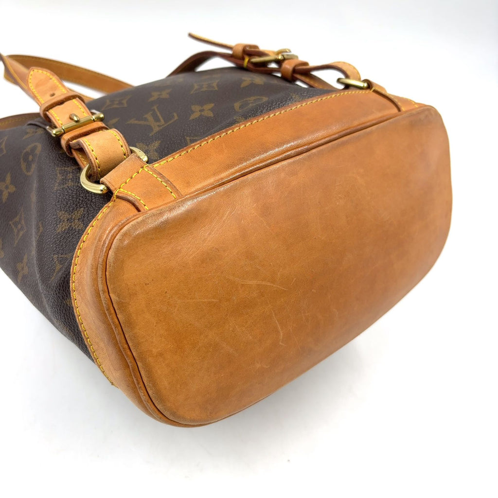 Louis Vuitton Montsouris MM Monogram Leather Brown Backpack Gold — view 7