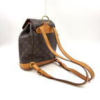 Louis Vuitton Montsouris MM Monogram Leather Brown Backpack Gold — view 2