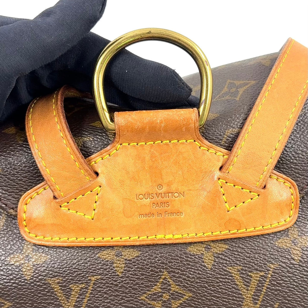 Louis Vuitton Montsouris MM Monogram Leather Brown Backpack Gold — view 4