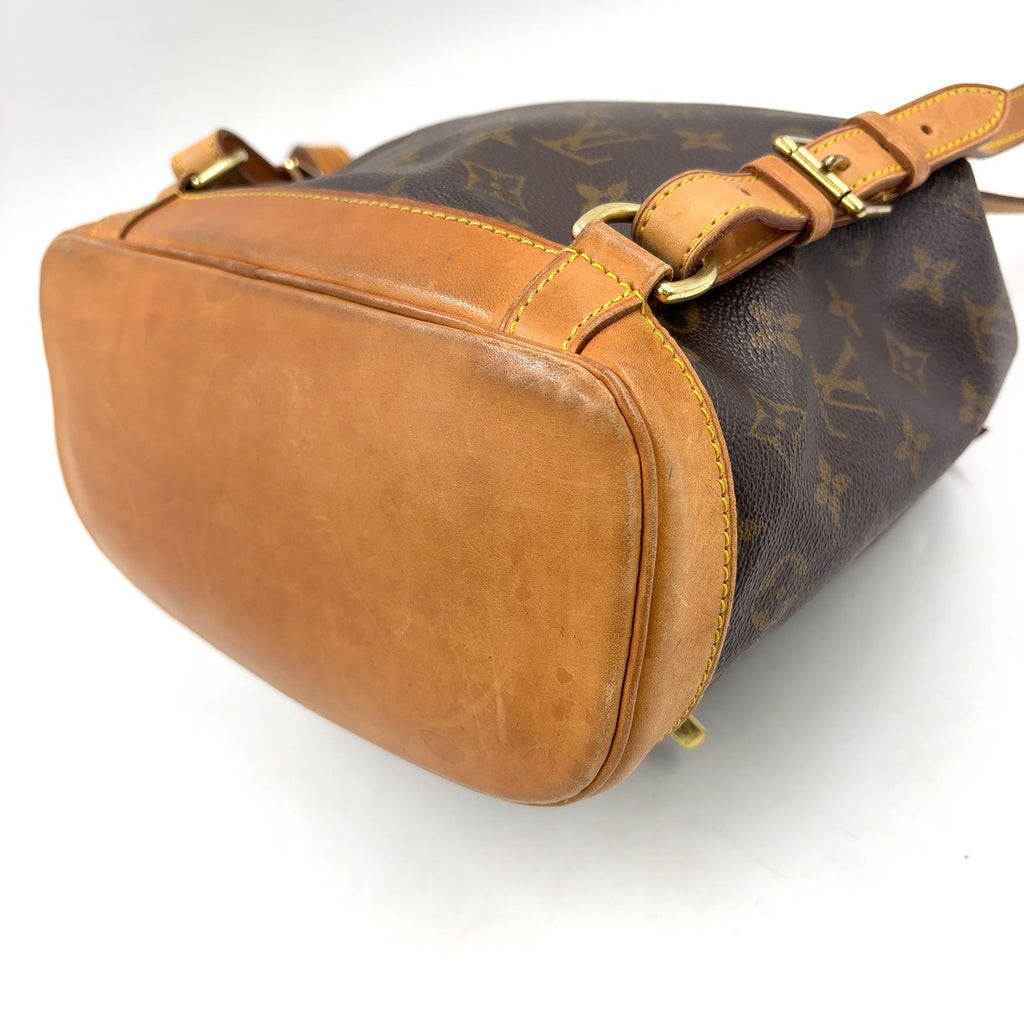 Louis Vuitton Montsouris MM Monogram Leather Brown Backpack Gold — view 8