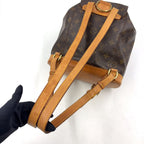 Louis Vuitton Montsouris MM Monogram Leather Brown Backpack Gold — view 5