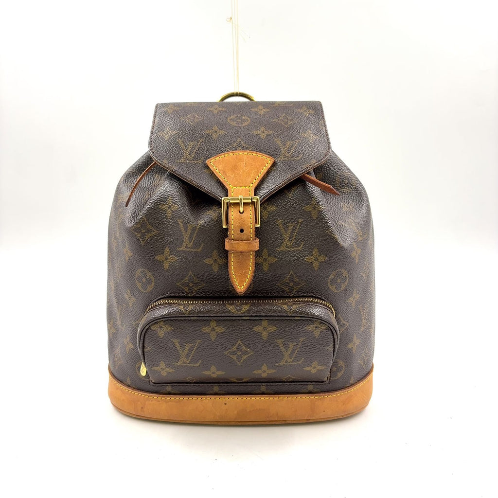 Louis Vuitton Montsouris MM Monogram Leather Brown Backpack Gold