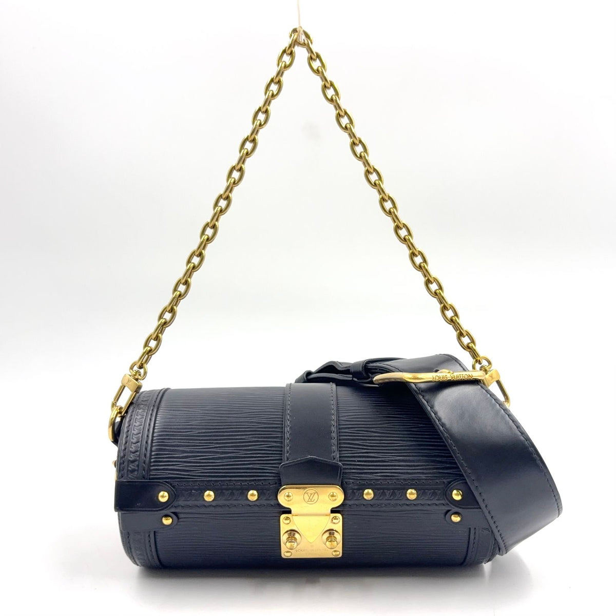 Louis Vuitton Papillon Trunk Epi Noir 2-Way Shoulder Leather Black Handbag Gold